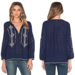 Joie Lemay Embroidered Cotton Boho Top Size M